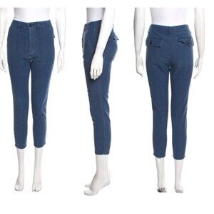 The Great Slim Straight Fit Crop Trousers Navy Blue Pants Size 26 Lightweight